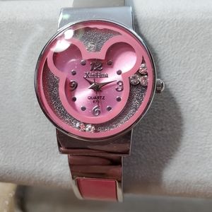 Pink Bracelet Style Watch w/ Gemstones